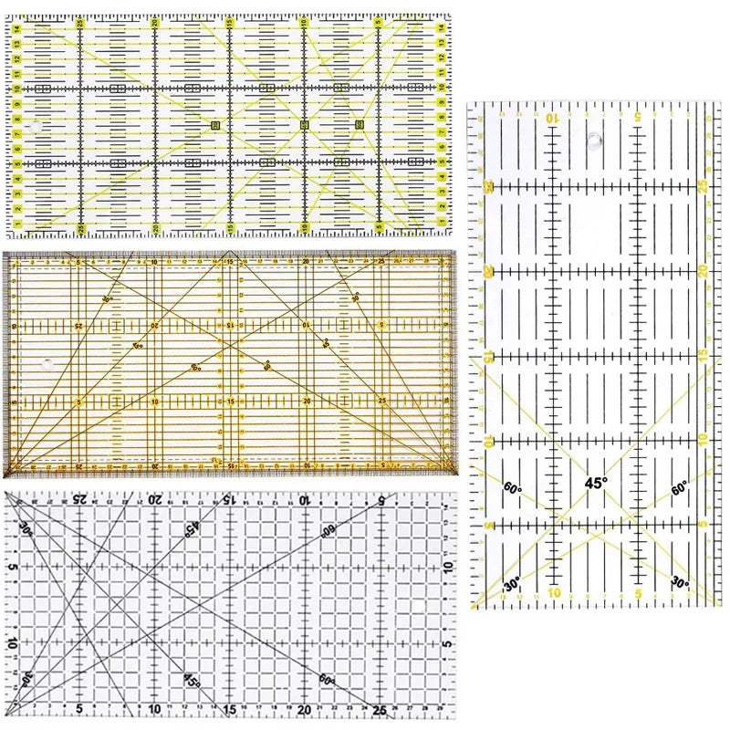 Quilting Ruler Fabric Cutting Ruler with Double Colored Grid Lines