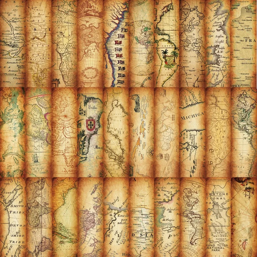 30pcs Kraft Paper Retro Map Reading Cardstock 4x15cm