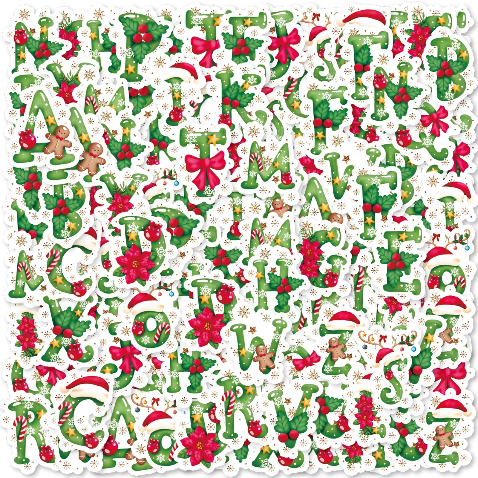 46pcs Christmas Letter Graffiti Stickers