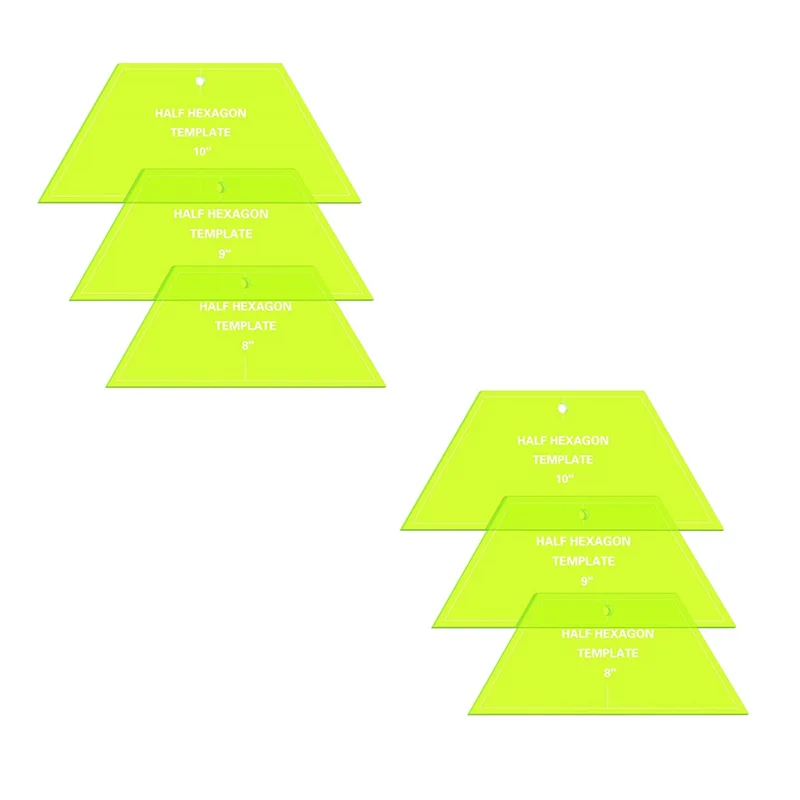 6Pcs Half Hexagon Quilting Template