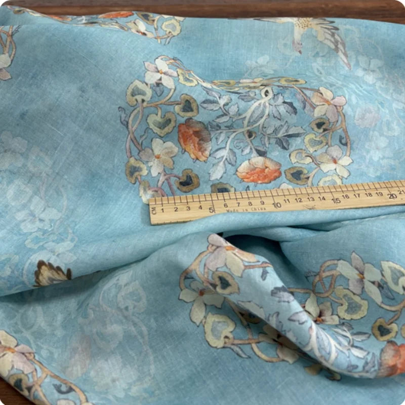 Blue Handmade Ramie Fabric