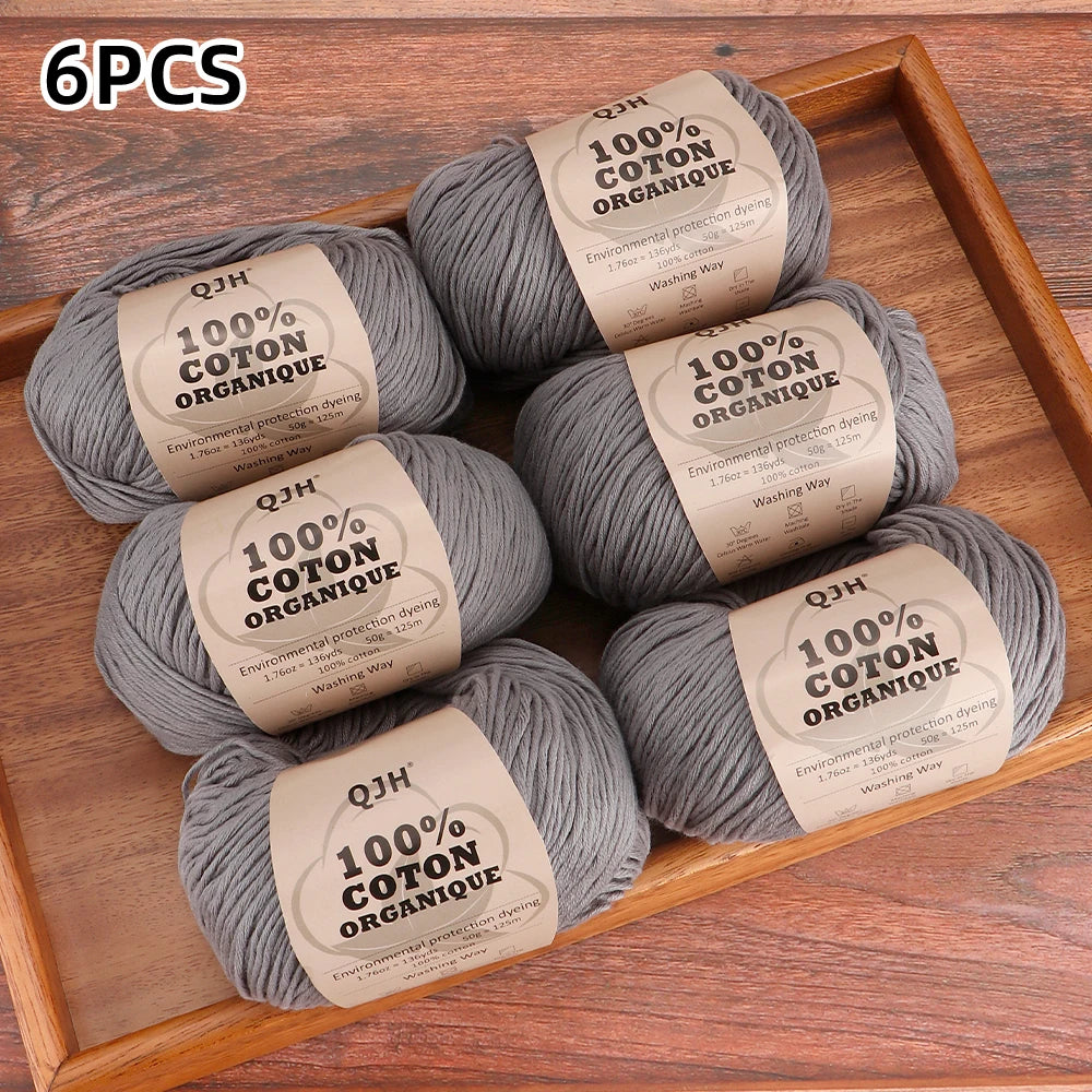 6pcs Cotton Soft Breathable Yarn