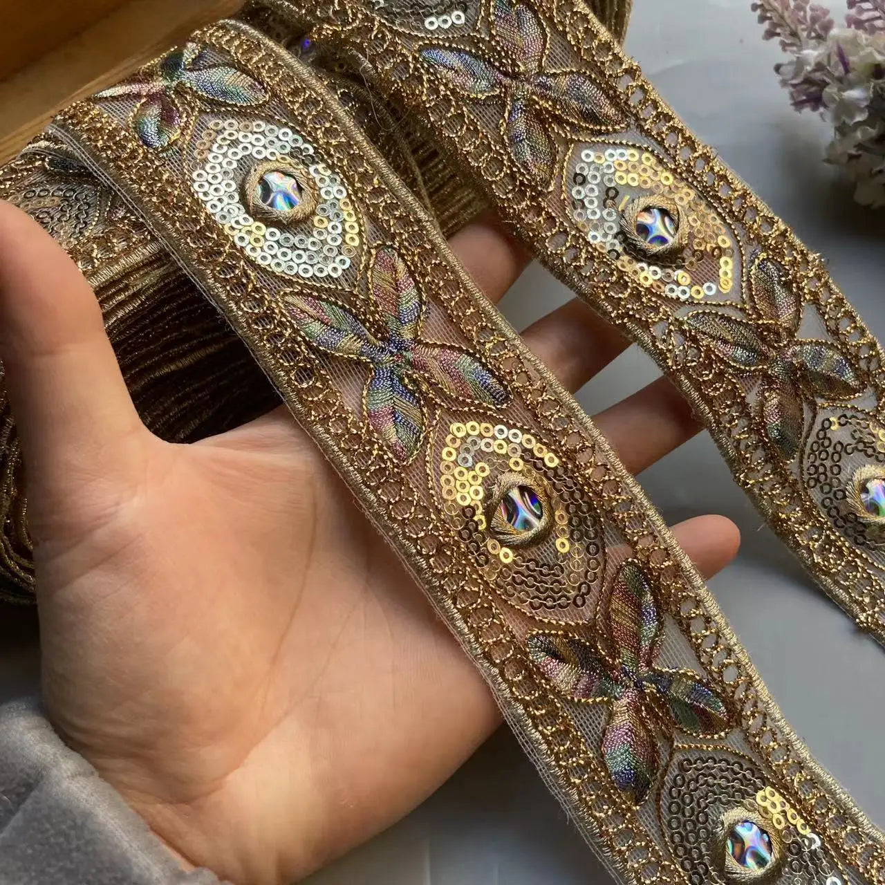 1 Yards 5cm Sequin Lace Fabric