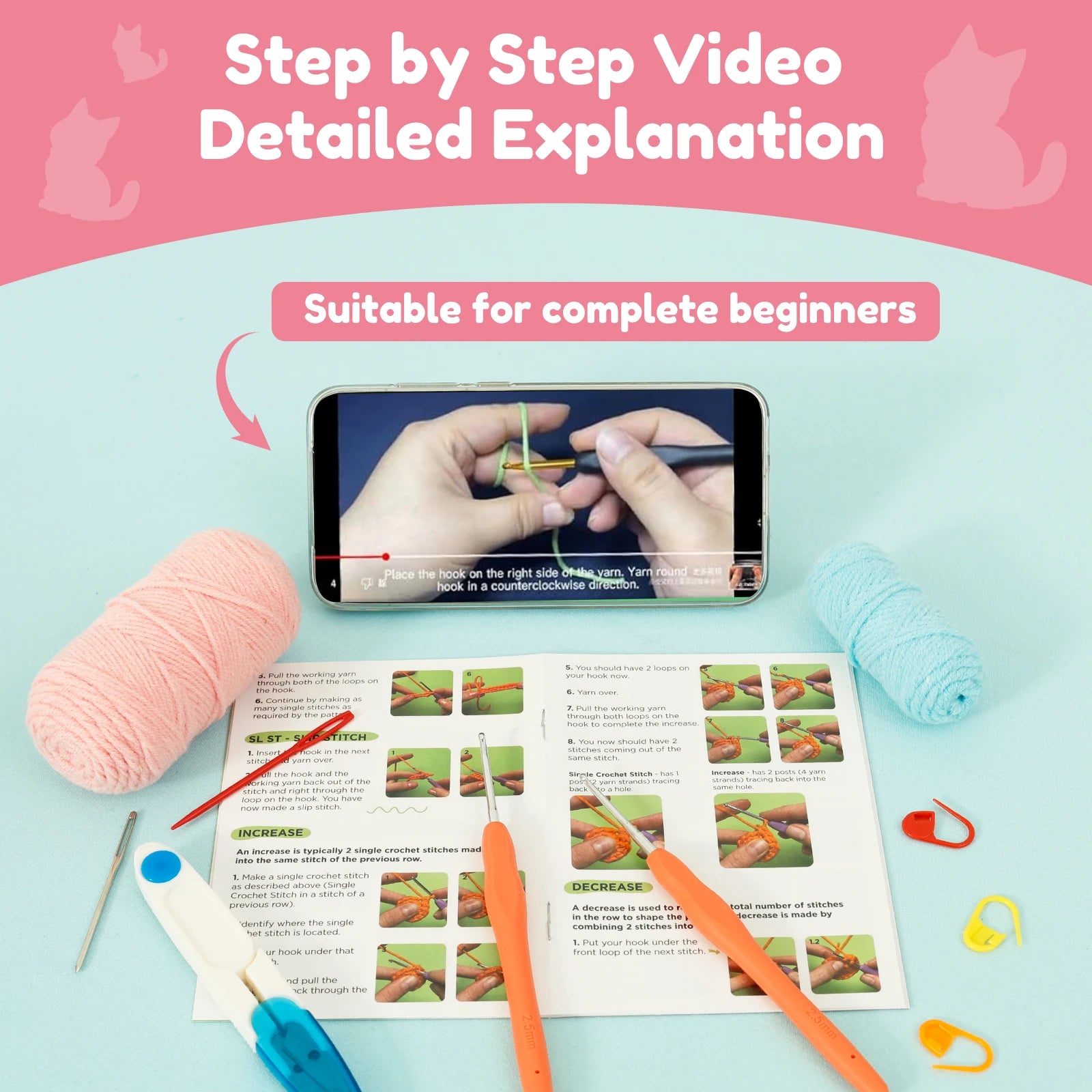 4Pcs Crochet Kit for Beginners