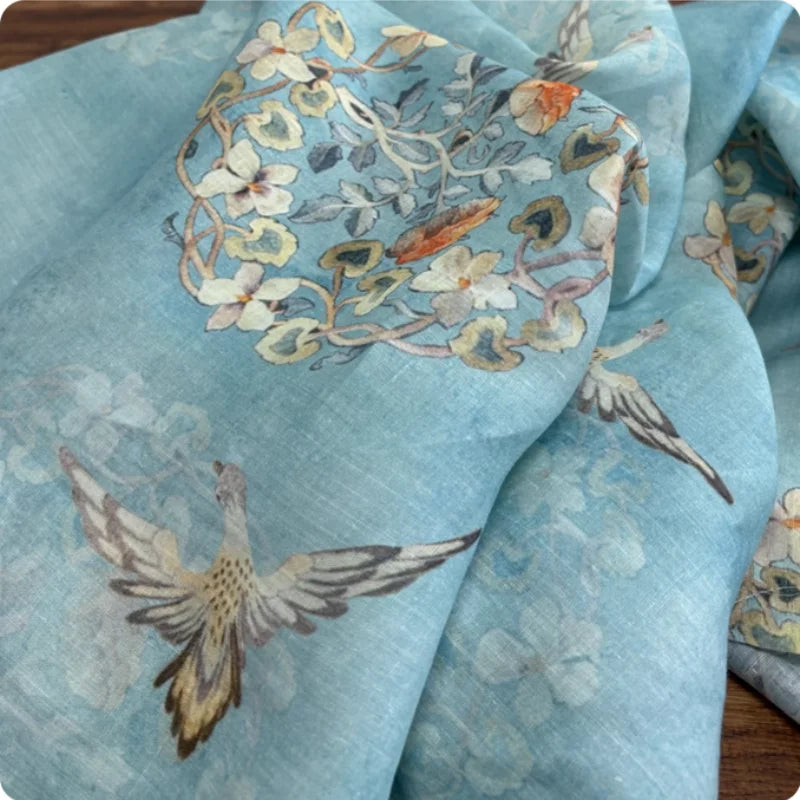 Blue Handmade Ramie Fabric