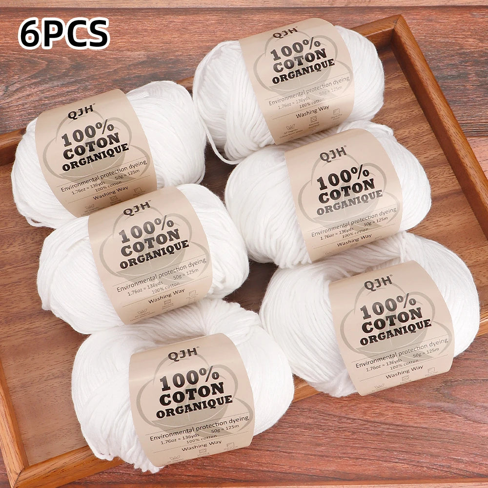 6pcs Cotton Soft Breathable Yarn