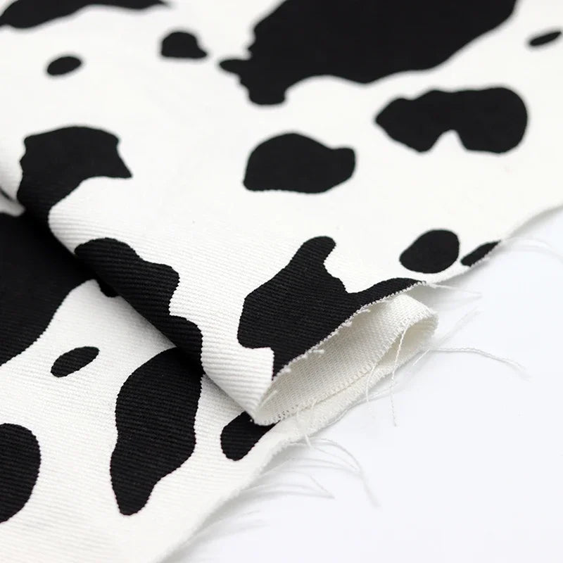 Cotton Twill Jeans Fabric Cow Printed