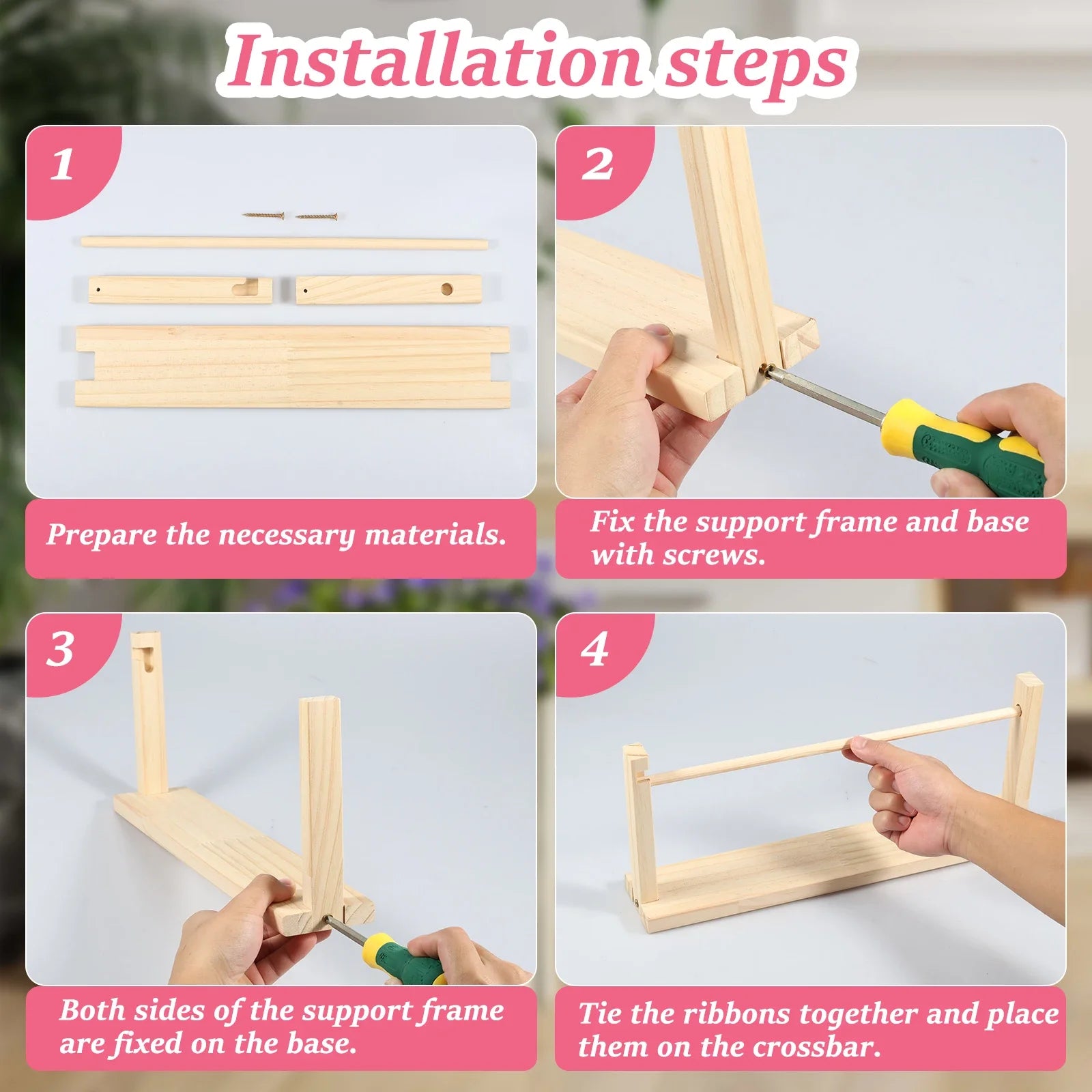 Single Layer Ribbon Storage Rack Wood
