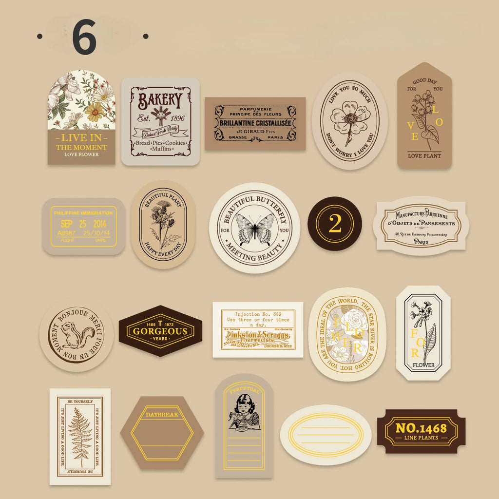 Light Retro Label Box Stickers