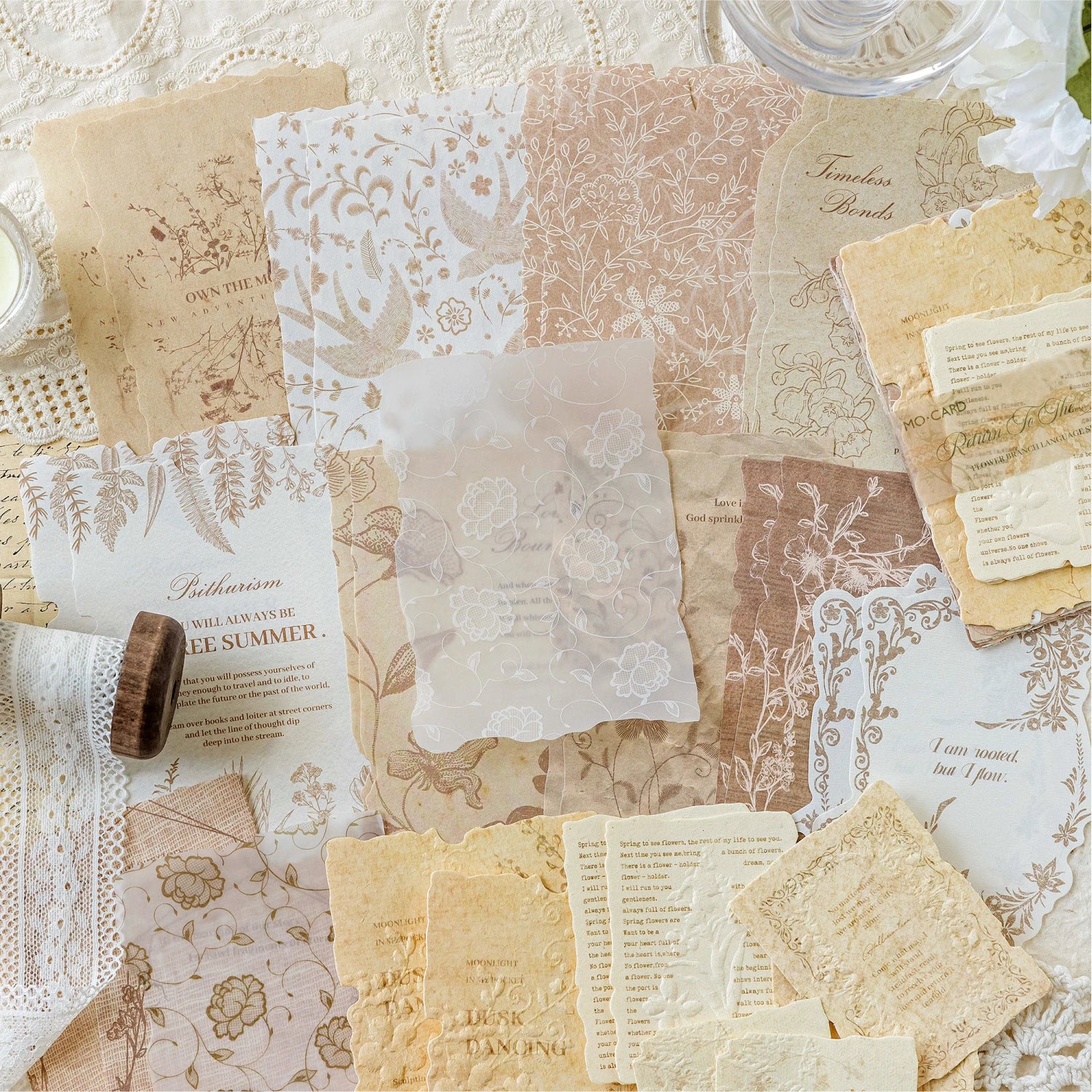 30Sheets/Bag Mixed Material Paper Scrapbook Embossed Paper