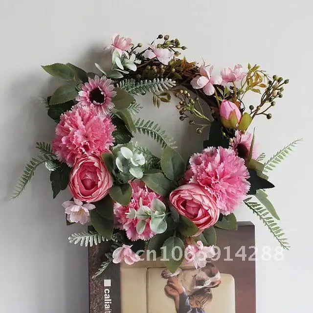 Artificial Flower Wreath Door Decoration