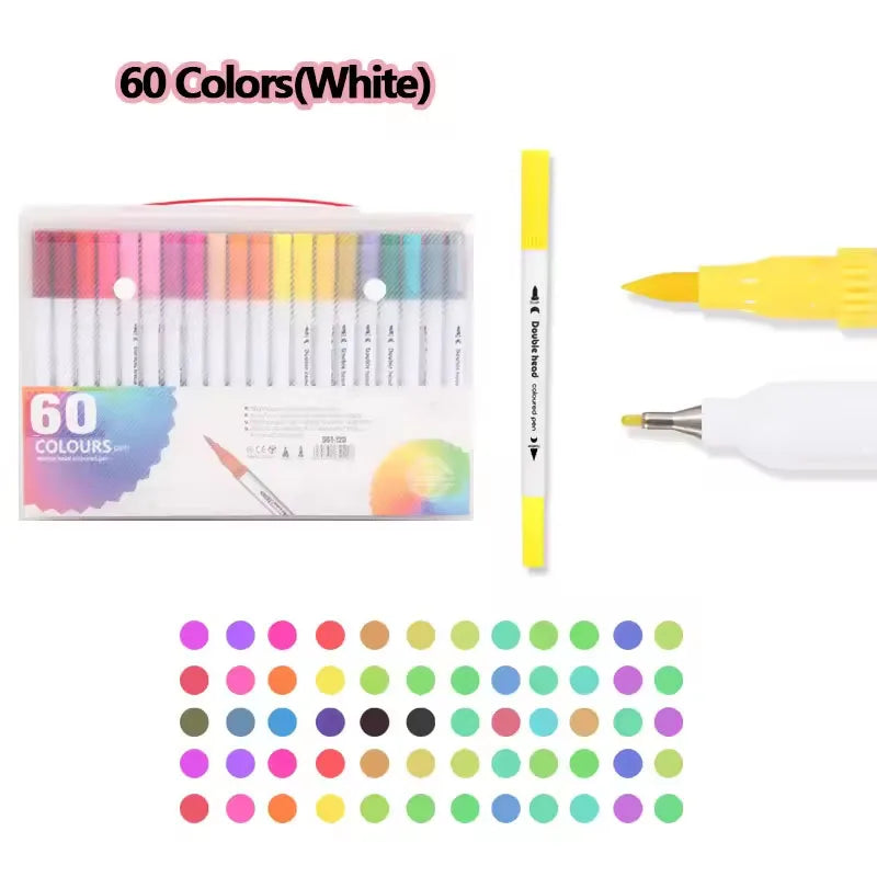 Dual Tip Art Markers Set-12 to 120 Color Options, Water-Based Drawing Brush Pens