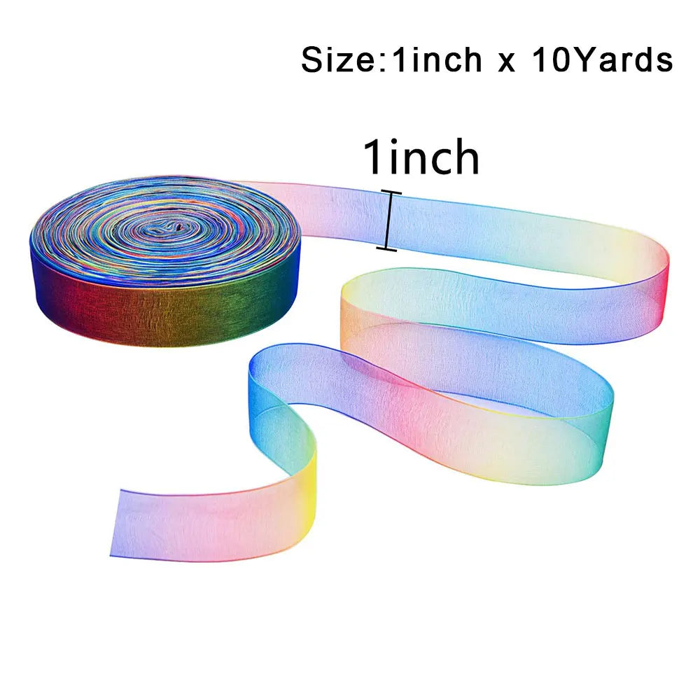 1 Inch x 10 Yard Rainbow Ribbon