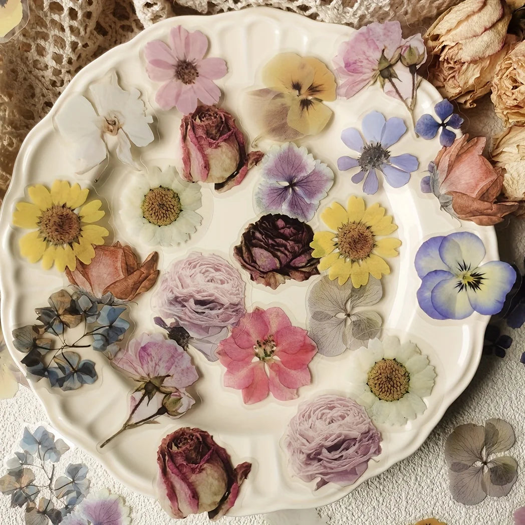 40 pcs Rose Plant PET Stickers Flowers And Leaf Scrapbook