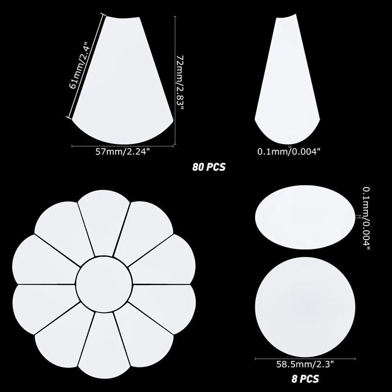 88 Pcs Flower Shape Paper Quilting Templates
