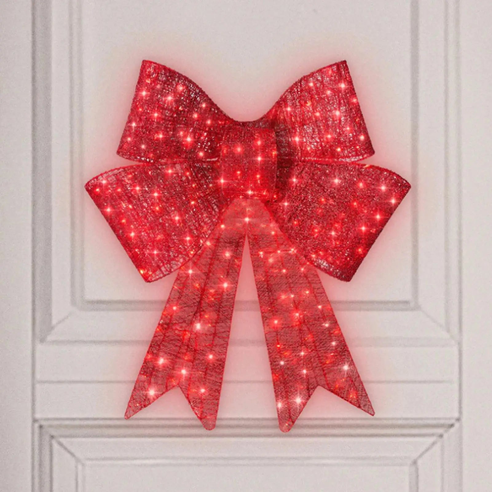 Christmas Wreath Bow 60cm Lighted Red