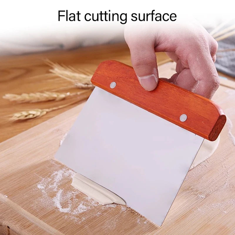 Stainless Steel Dough Cutter Scraper with Wooden Handle