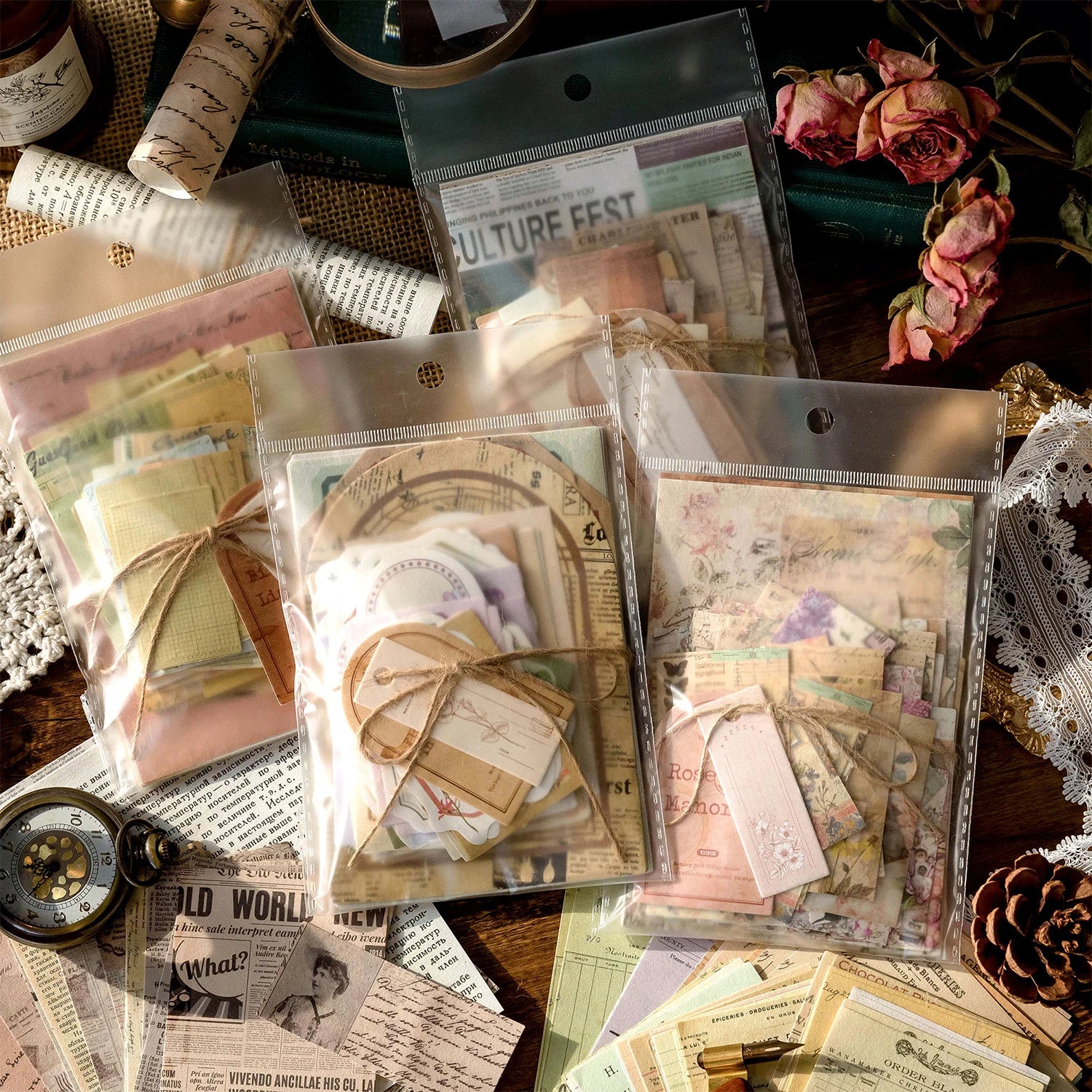 100pcs/pack Decor Scrapbook Vintage Materials Paper