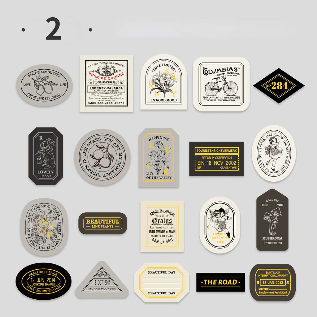 Light Retro Label Box Stickers