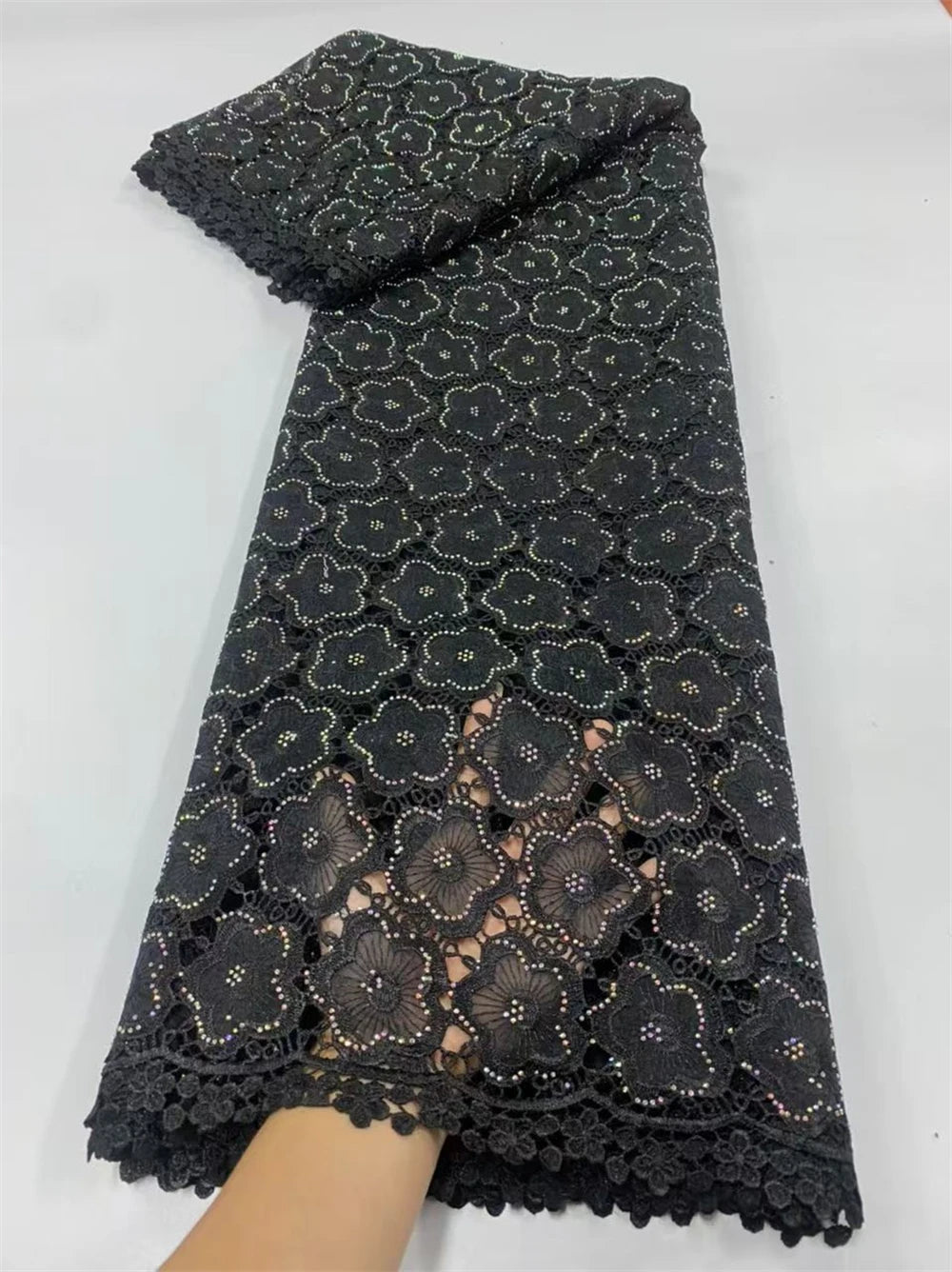 African Carbon Fiber Lace Fabric