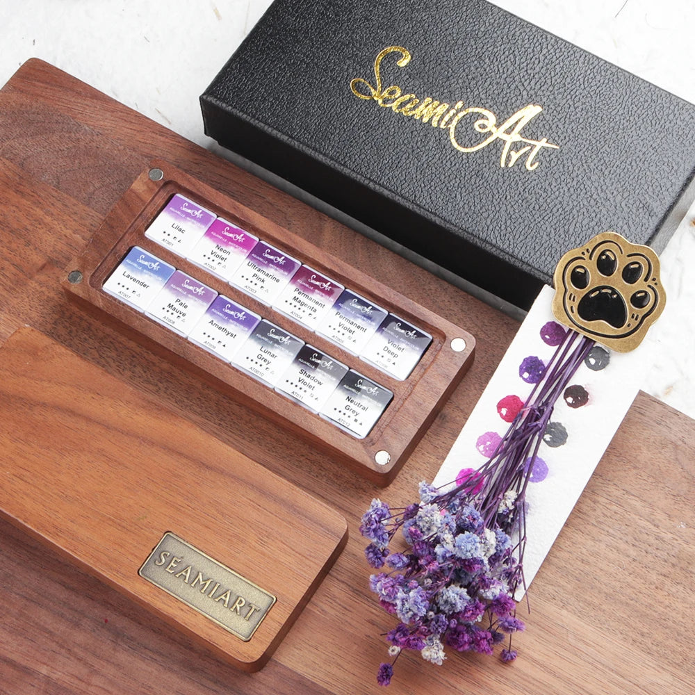 SeamiArt 12color Amethyst Professional Solid Watercolor Set