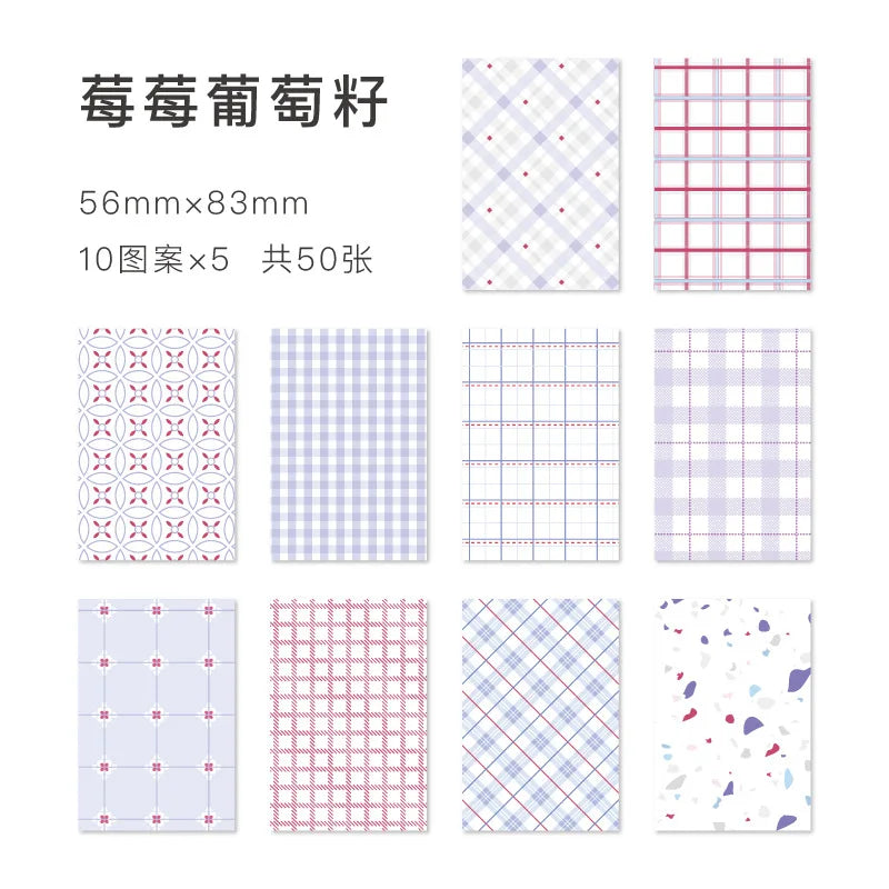 50pcs Kawaii Ins Memo Material Grid Texture Craft Paper