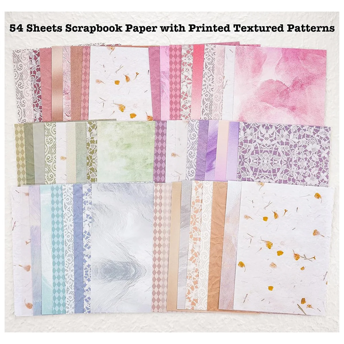 90 Sheets Scrapbook Paper and Decorative Mesh Fabric Assorted Set - 6 Pack Mixed