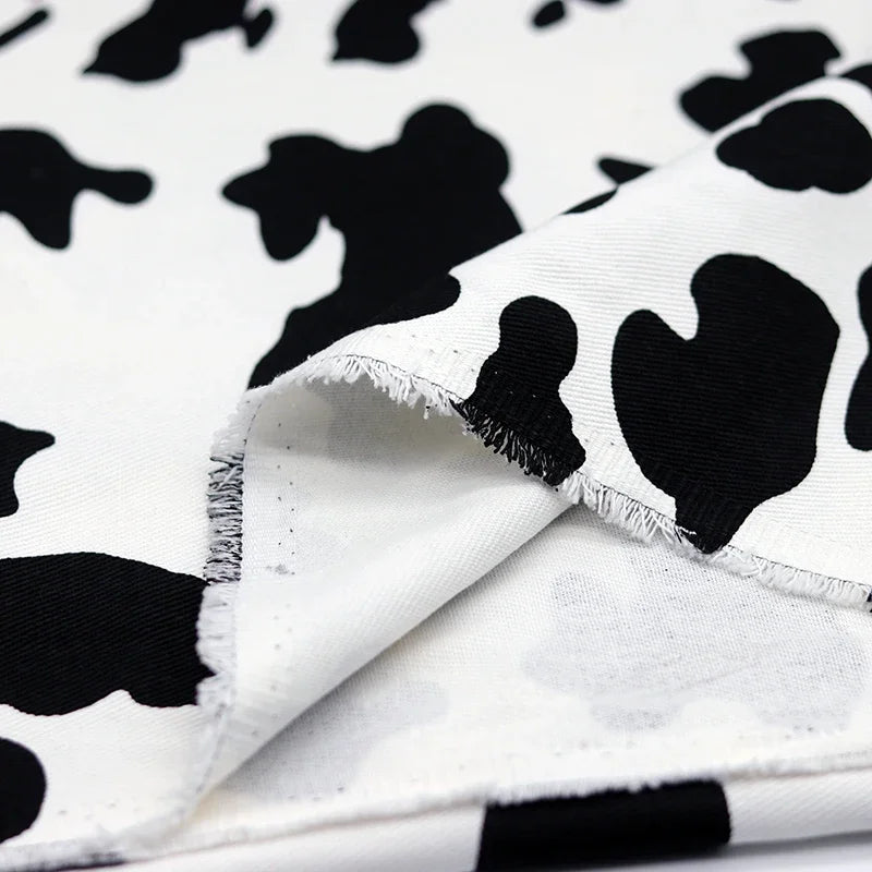 Cotton Twill Jeans Fabric Cow Printed