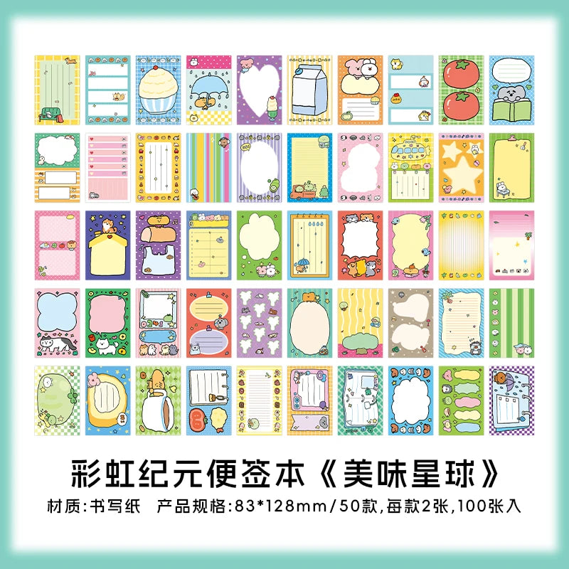 100 sheets Rainbow Era Series Kawaii Message Scrapbooking