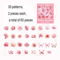 60 Pieces Plant Flower Pattern PET Stickers