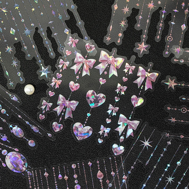 15pcs/pack Kawaii Shell Light Bow Pendant Stickers