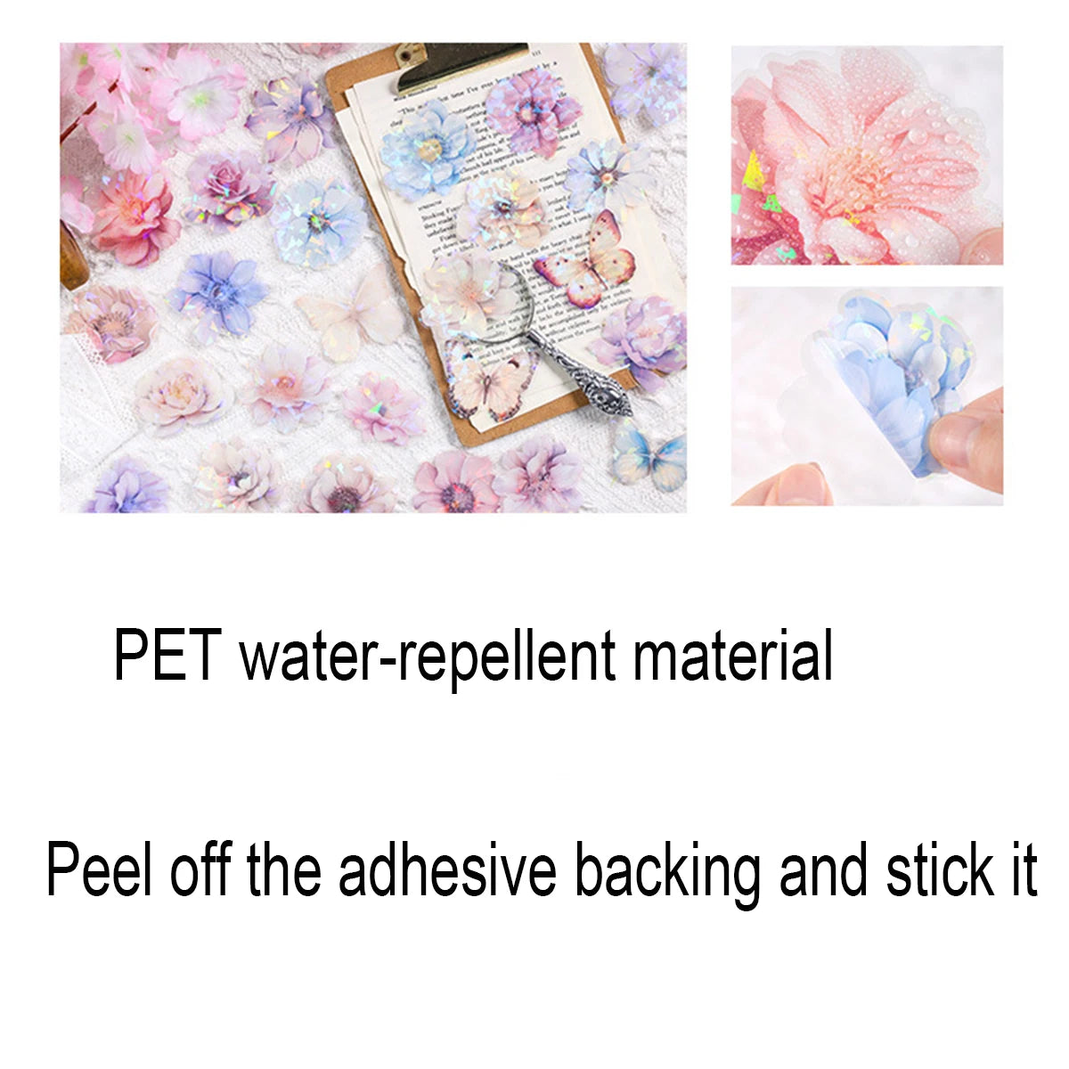 60 Pieces Plant Flower Pattern PET Stickers