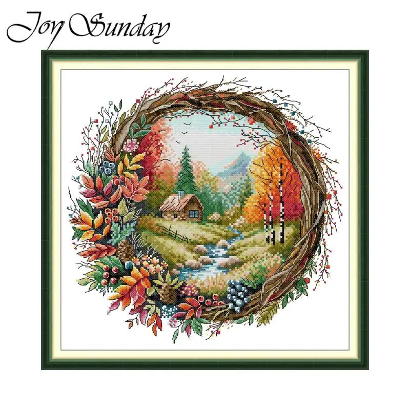 The Four Seasons Scenery Series in The Wreath Cross Stitch Kit
