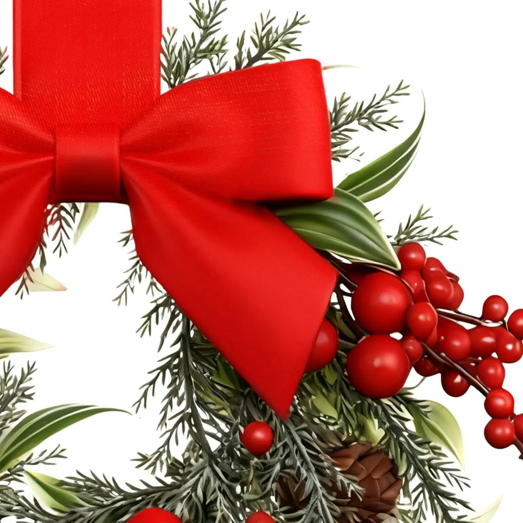 Winter Greenery Wreath with Red Berries