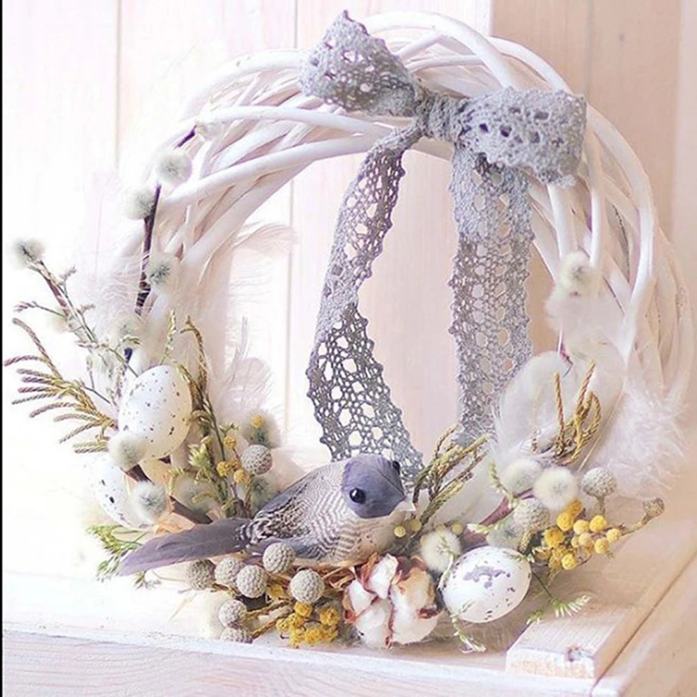 30cm White Wicker Wreath