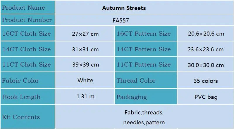 Cross Stitch Kit Joy Sunday Autumn Streets