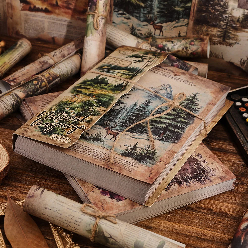 160 Sheets Vintage Natural Scenery Scrapbook Paper