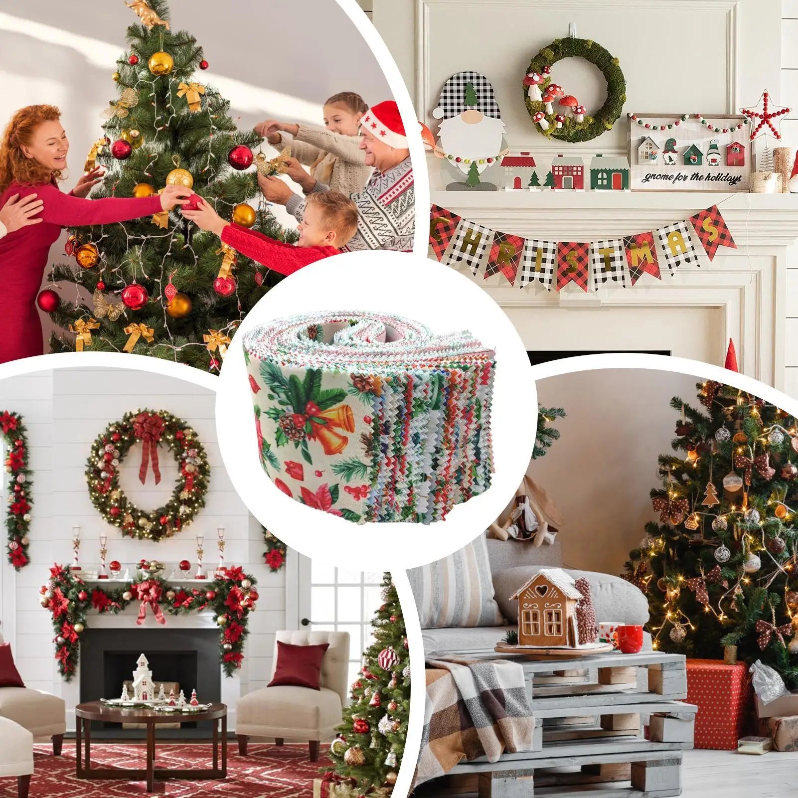 40pcs Christmas Fabric Squares Jelly Roll Strips