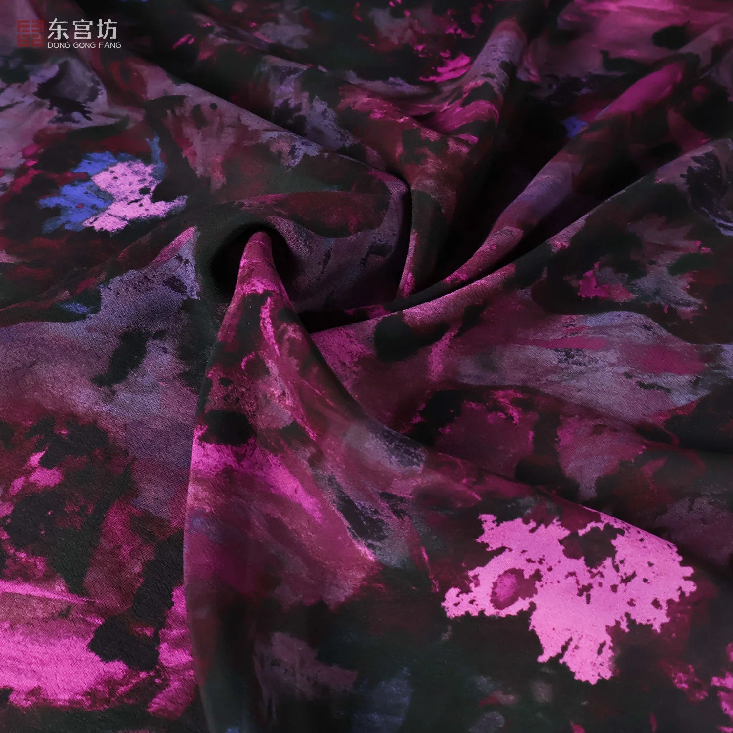 Black Purple Tie Dye Cotton Georgette Chiffon