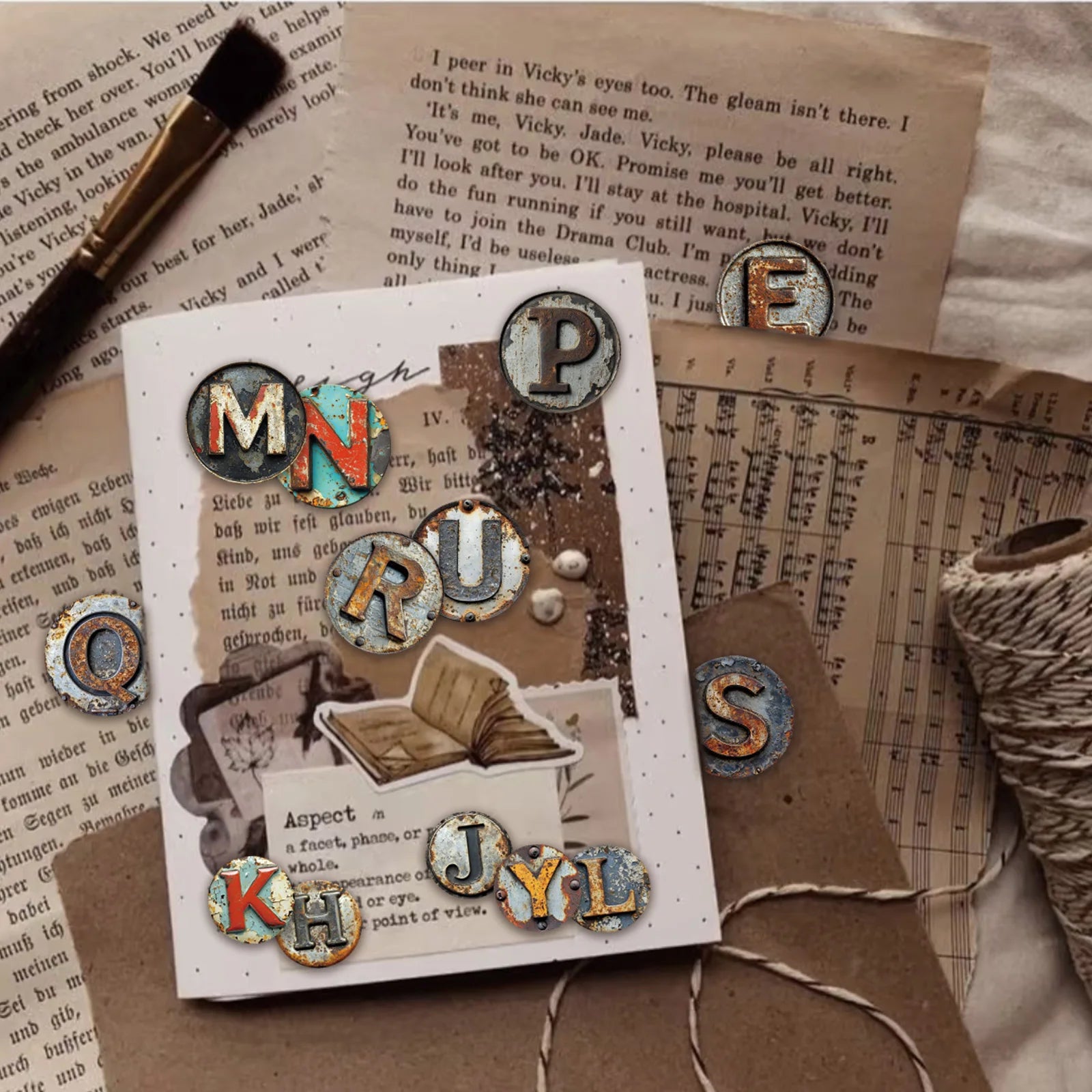 52-PCS Vintage Letter Pattern Stickers