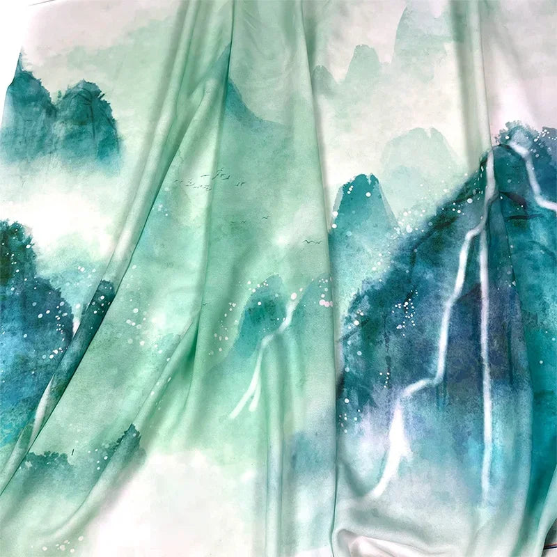 Chiffon Fabric Chinese Landscape Printing