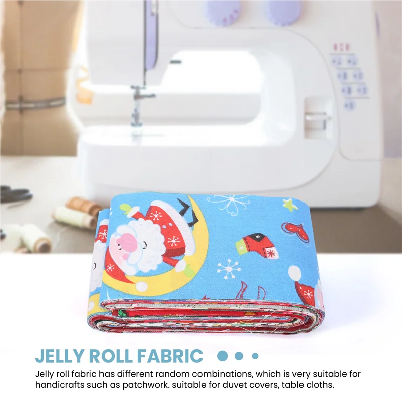20 Christmas Patterns Jelly Roll Fabric, Pre-Cut