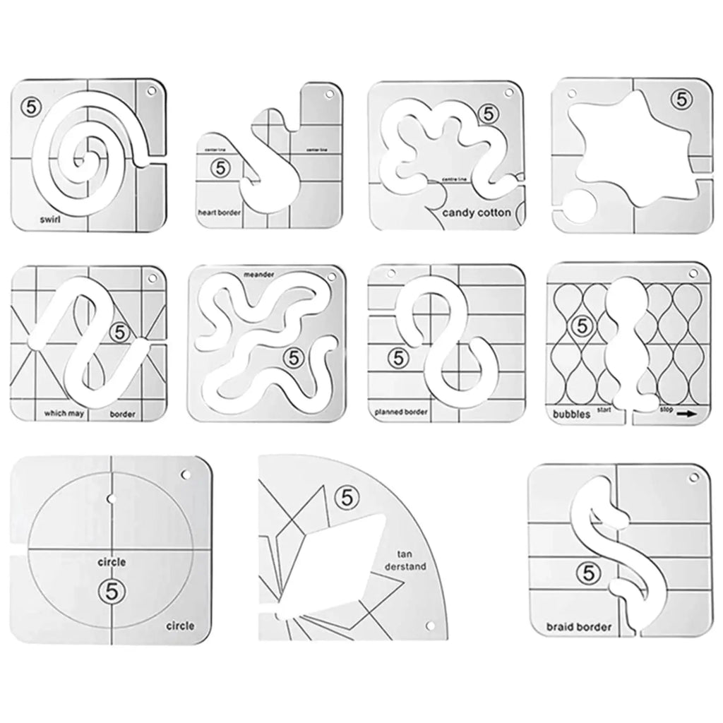 11Pcs Free Motion Quilting Templates Set
