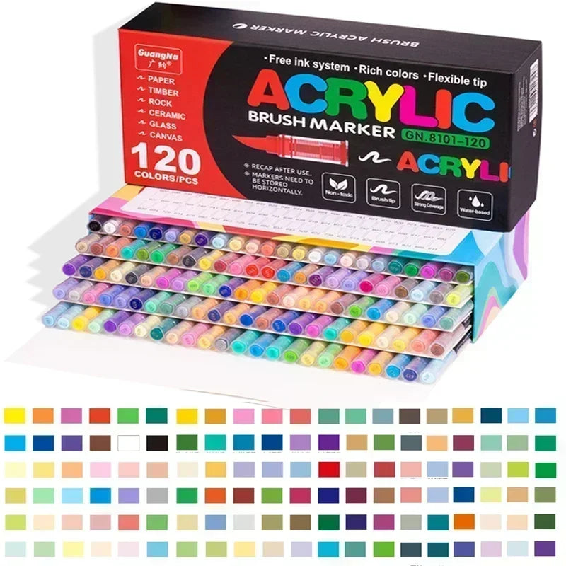 360/12 Colors Acrylic Paint Pens Markers Brush Tip