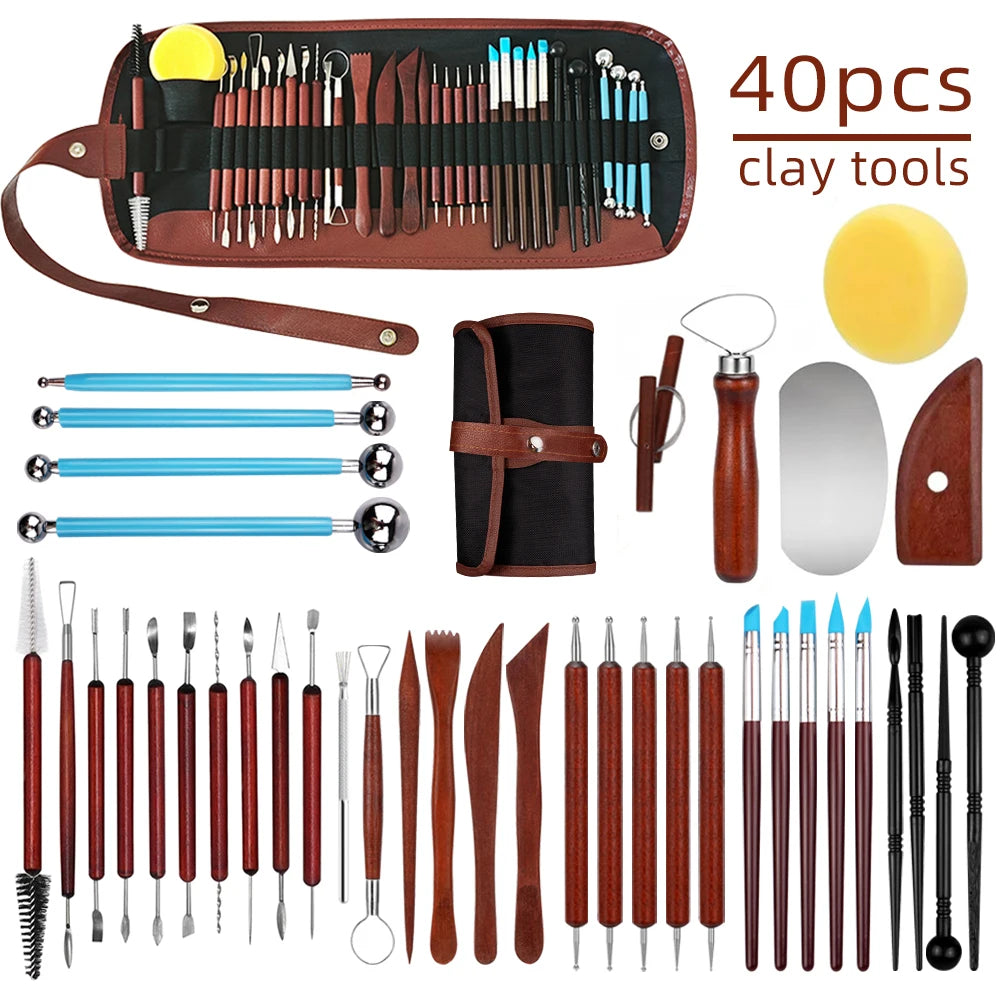 Pottery Clay Sculpting Tools Kit 40 Pcs/Set Ceramic Wax Clays Carving Tools