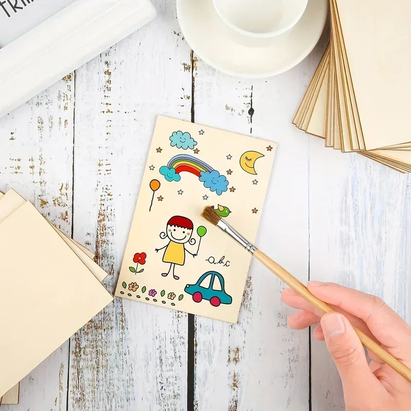 10pcs Unfinished rectangular wood panels