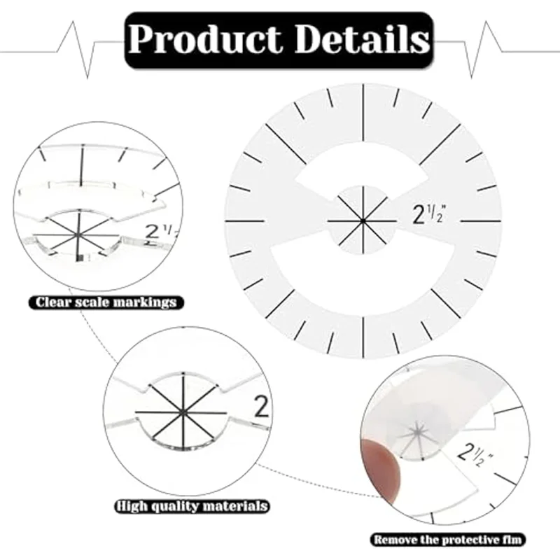 5Pcs Circle Ruler Quilting Template Set