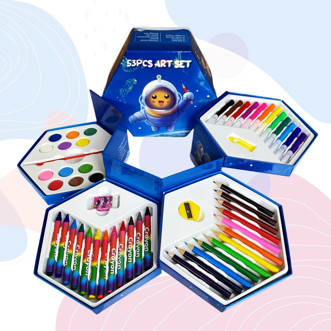 53pcs Multilayer Cartoon Art Pencil Set