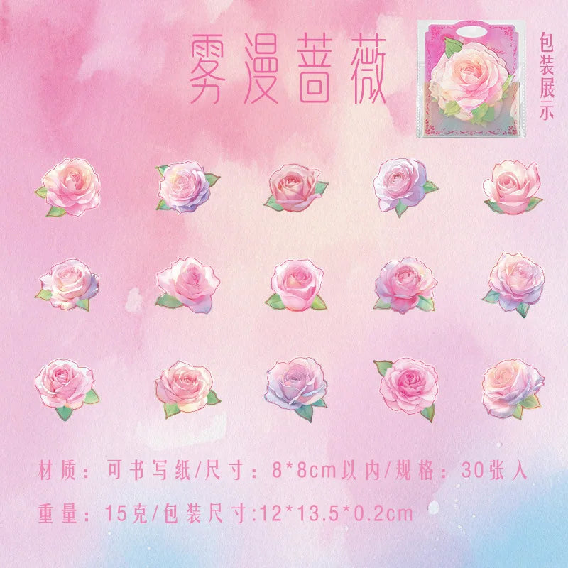 30pcs Kawaii Beautiful Flowers Memo Pad