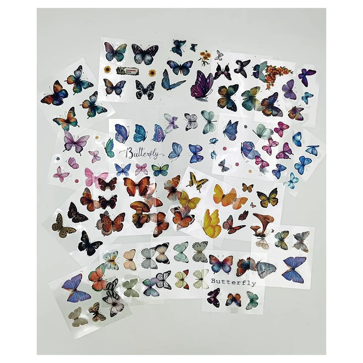 100 Sheets Vintage Butterfly Plant Flower Scrapbook Stickers